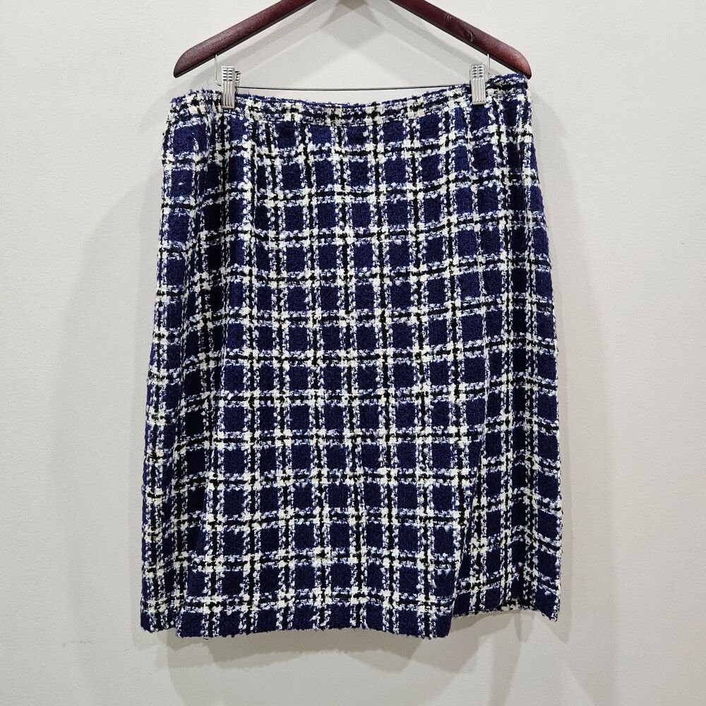 Elisabeth Liz Clairborne Womens Tweed Pencil Skirt Size 18 Blue Business Career